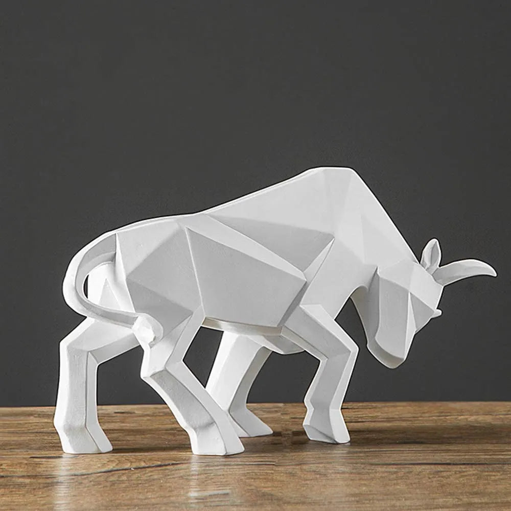 Avelena | YuryFvna Morden Geometrische Stier-Statue, Ornament, Café, Rinderskulpturen, Tierfiguren, abstrakte Hotel-Heimdekoration