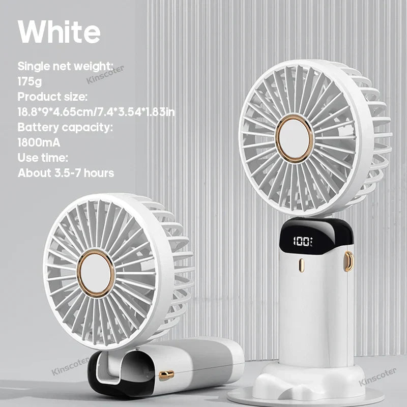 Avelena | Airlio BreezeFlex | Mini-Ventilator 3-in-1 | Powerbank & LED-Display | 5 Windstufen | Tragbar & Verstellbar