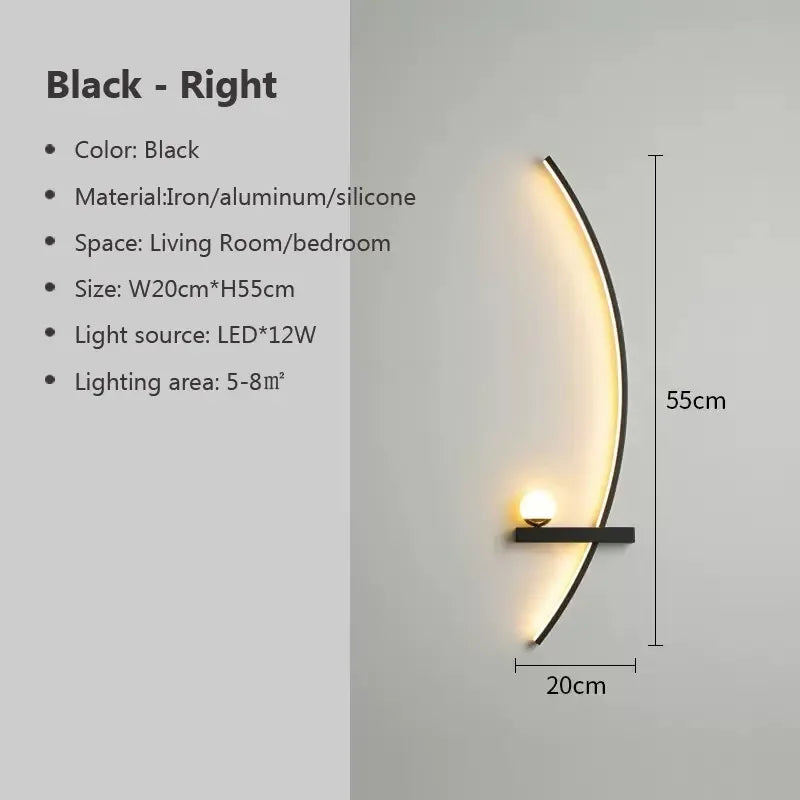 Avelena | Zeitgenössische Edge Wandlampe – Schwarz & Gold Innen-/Außenbeleuchtung für moderne Räume