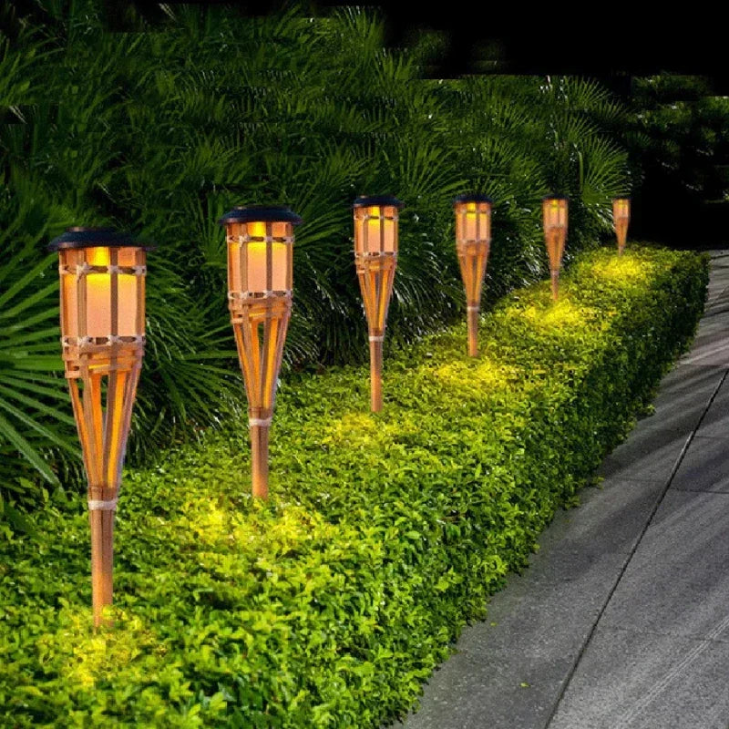 Avelena | Solar-Fackel 5er-Set | Flammenoptik LED Gartenleuchten | Solarbetrieben | Dekoratives Licht für Außen