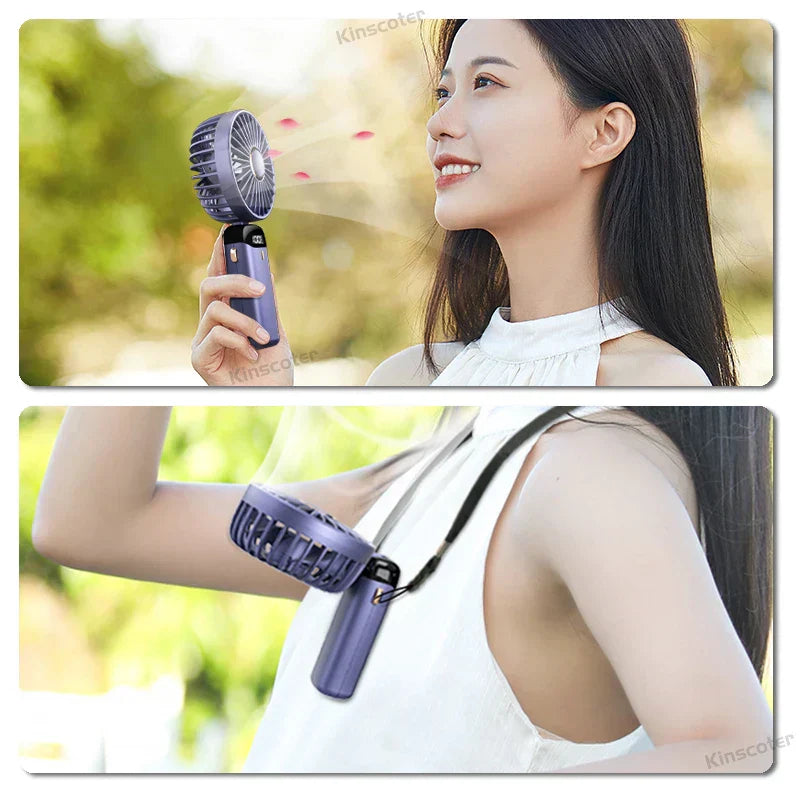 Avelena | Airlio BreezeFlex | Mini-Ventilator 3-in-1 | Powerbank & LED-Display | 5 Windstufen | Tragbar & Verstellbar