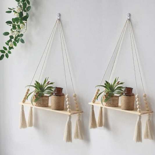 Avelena | Wandregal – Holz – Hängeregale – Boho-Heimdekoration – Raumdekoration