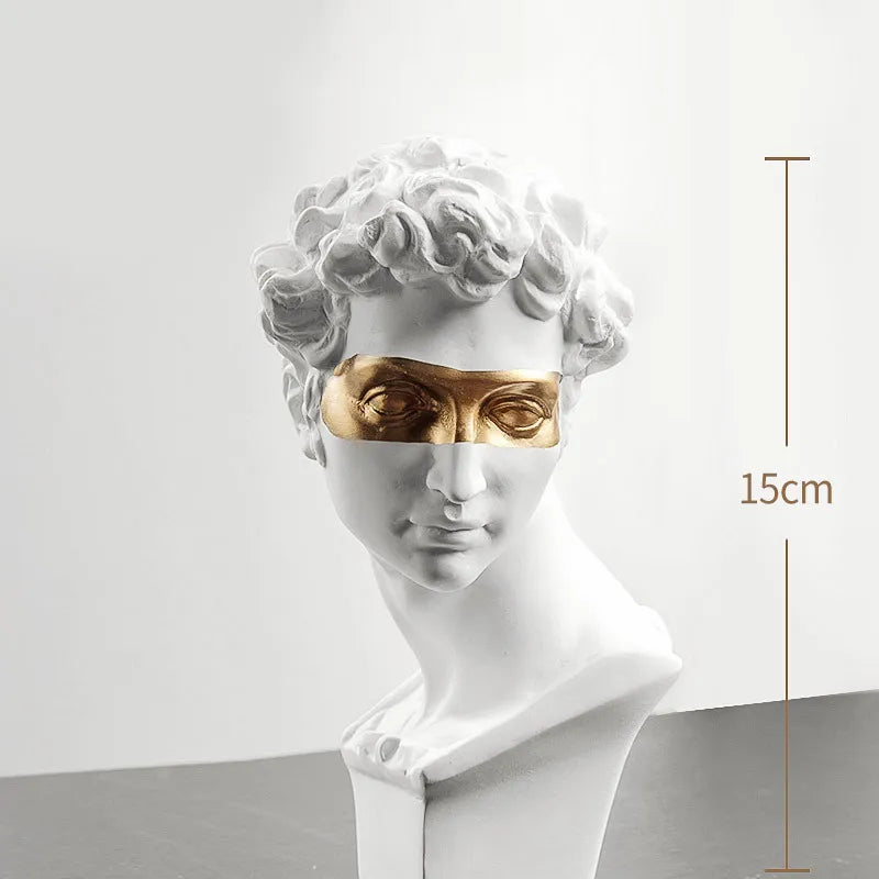 Avelena | Statuen zur Dekoration, 15 cm, David, Couchtisch, Heimdekoration, Ornamente, Zimmerbüste aus Gips, weißes Harz, dekorative Kunstskulptur