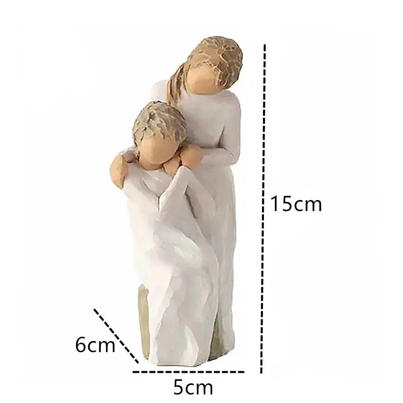 Avelena | Statuette aus Kunstharz, Menschen, Familienfiguren, Skulptur, Figuren für Heimdekoration, Tischdekoration, Wohnzimmer, Engel, Umarmung, Hund, Vater, Kind