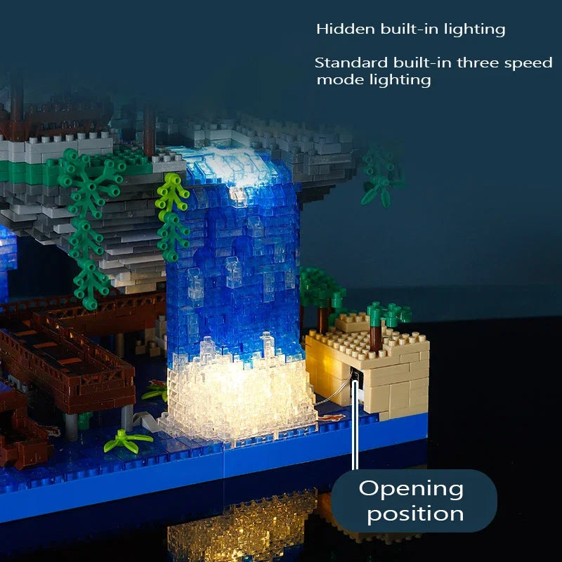 Avelena | Antike Architektur Pfirsichblüten Teich Schloss Mädchen Modell Baustein Montage Kinderspielzeug mit hohem Schwierigkeitsgrad