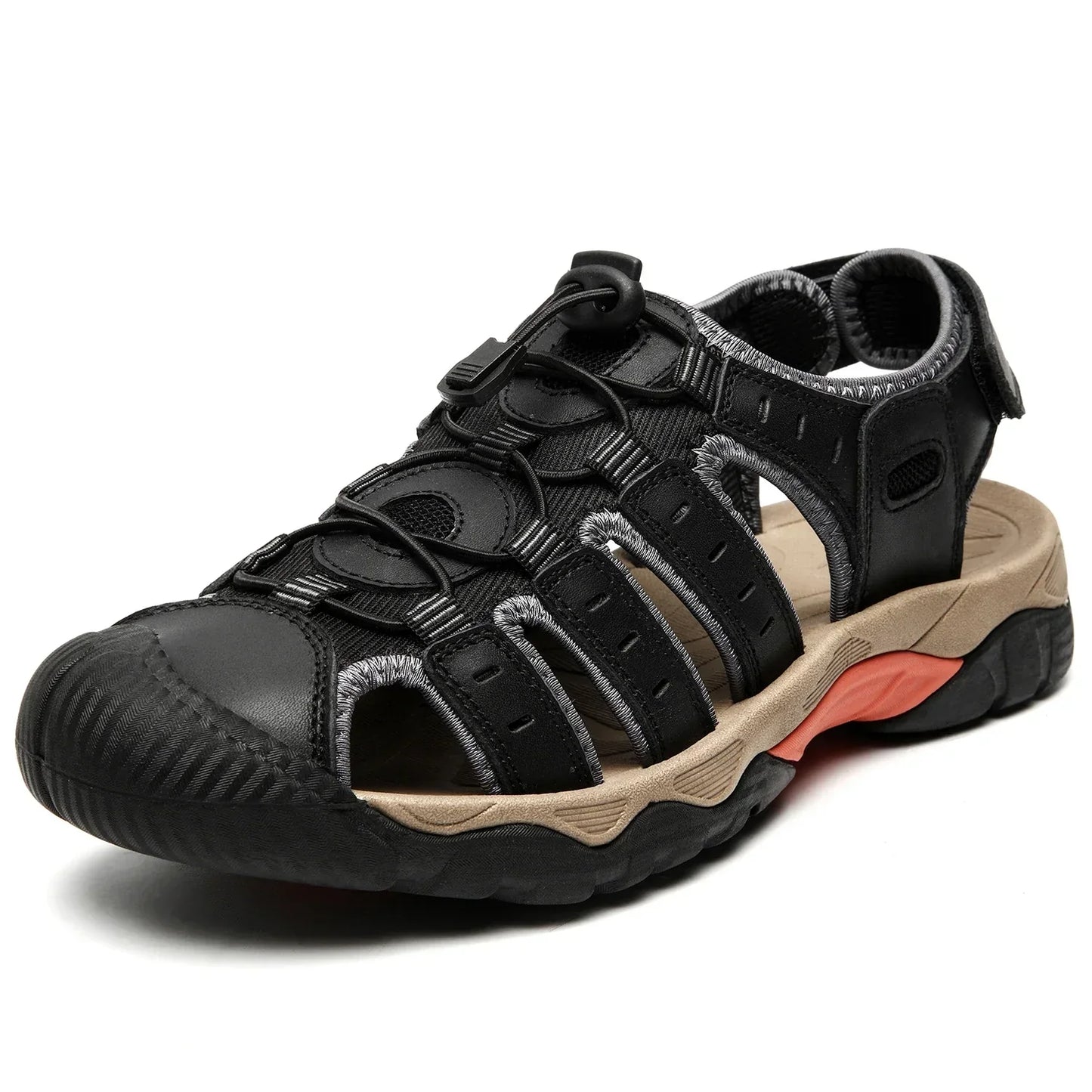 Avelena | Sommer Herren Outdoor Sandalen Strand Schuhe Echtes Leder Trekking Wandern