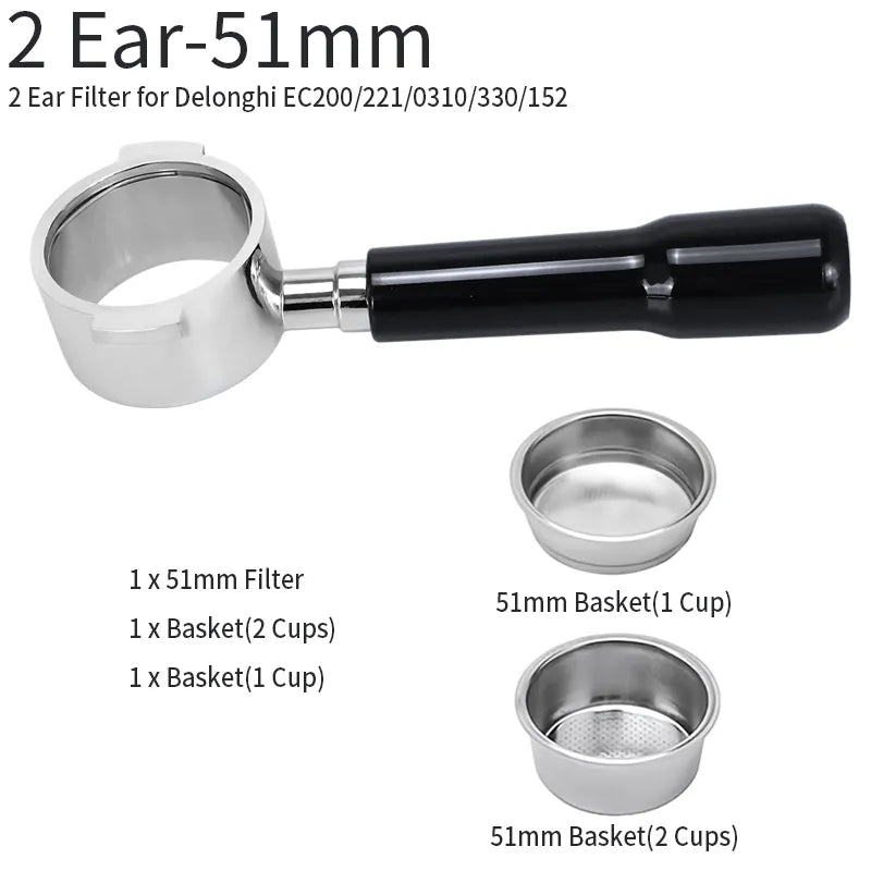 Avelena | 51mm Kaffee Boden Siebträger Für Delonghi EC680 EC685 Ersatz Filter Korb Espresso Maschine Griff Cafe Zubehör