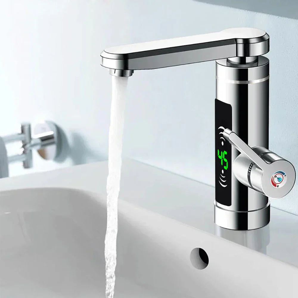 Avelena | ThermoFlow 3000W Instant Heating Kitchen Tap with 360° Rotating Spout – Edelstahl & Energieeffizient