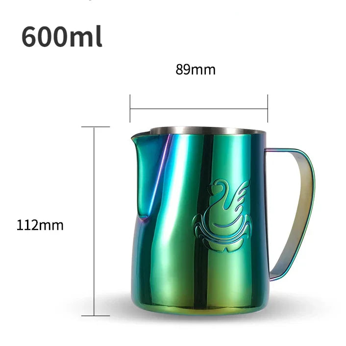 Avelena | 600ml Edelstahl-Kaffeekanne Milchaufschäumer Tasse Sahnebereiter Espresso Latte Art Werkzeug Eleganter Schwan