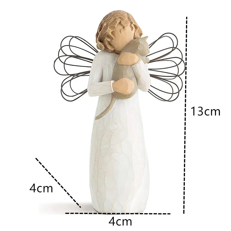 Avelena | Statuette aus Kunstharz, Menschen, Familienfiguren, Skulptur, Figuren für Heimdekoration, Tischdekoration, Wohnzimmer, Engel, Umarmung, Hund, Vater, Kind