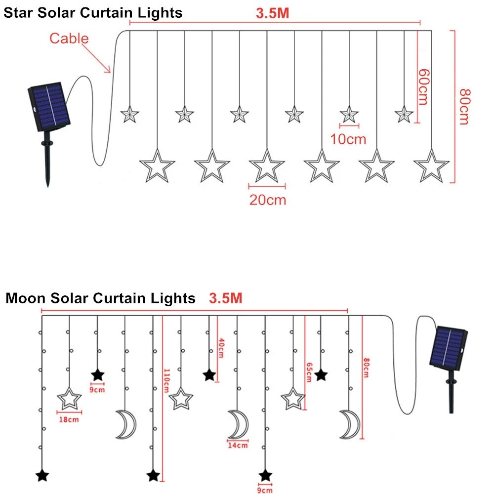 Avelena | Solar Moon Star Lampe LED Lichterkette Dekoration