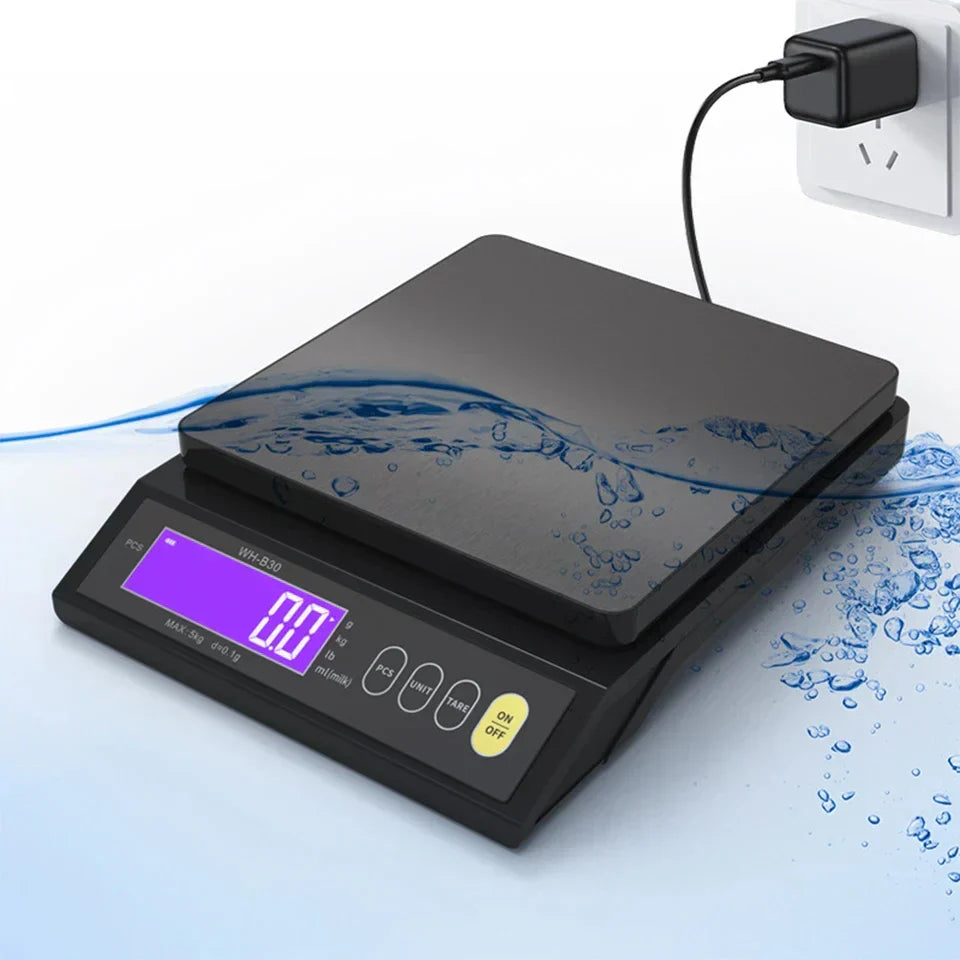 Avelena | 5 kg/0,1 g und 10 kg/1 g digitale elektronische Küchenwaage, LCD-Display, voll wasserdichtes Edelstahl-Waagetool zum Backen