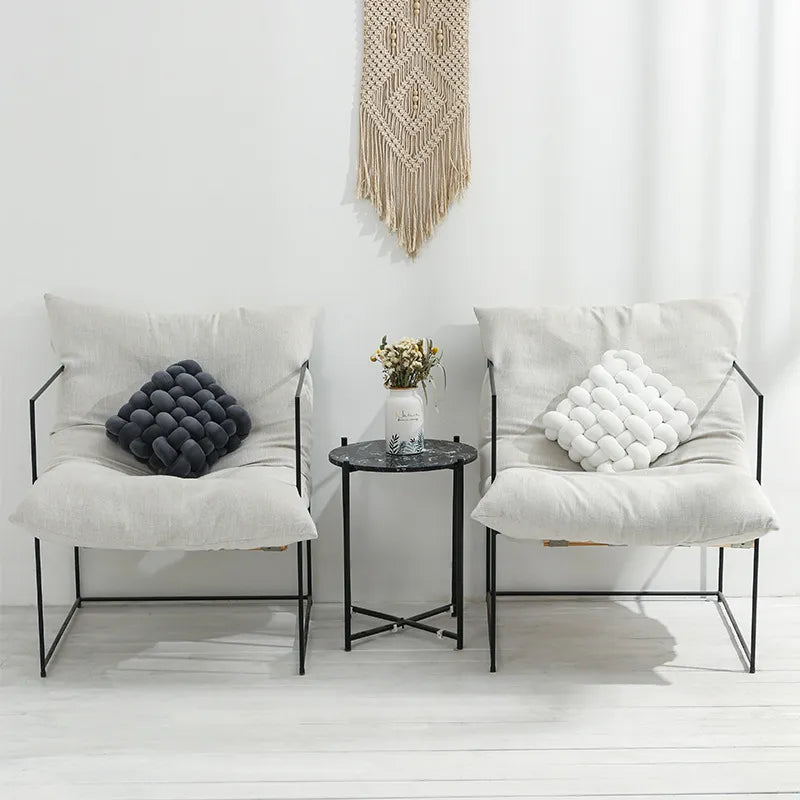 Avelena | Wohnzimmer Weicher Plüsch Knoten Kissen Sofa Kissen Einfarbig Quadratisch Handgewebtes Zuhause Wurfkissen Quadratisches Gewebtes Sitzkissen Kissen