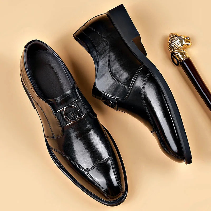 Avelena | Herren Leder Schuhe Stilvolle Herren Schuhe Spitz Oxford Hochzeit Leder Herren Dress Schuhe Gentleman Büro Mann Schuh