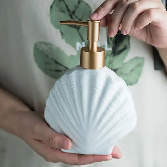 Avelena | AquaNaut Seifenspender | Maritimes Design | Muschel & Seestern Motiv | Badezimmer Deko