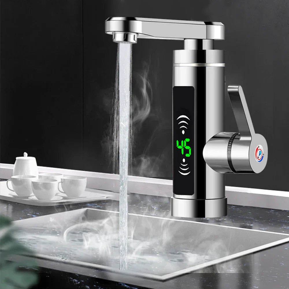 Avelena | ThermoFlow 3000W Instant Heating Kitchen Tap with 360° Rotating Spout – Edelstahl & Energieeffizient