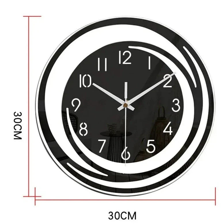 Avelena | Acryl Wanduhr - Skandinavisches Design - Schwarz - Uhr