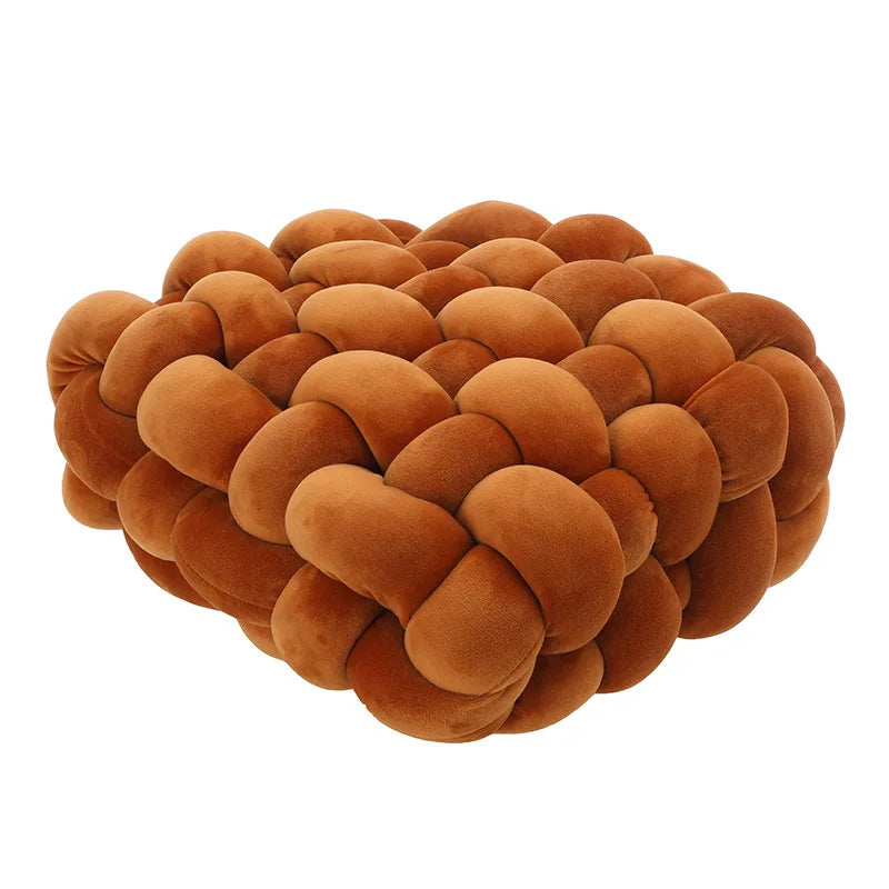 Avelena | Wohnzimmer Weicher Plüsch Knoten Kissen Sofa Kissen Einfarbig Quadratisch Handgewebtes Zuhause Wurfkissen Quadratisches Gewebtes Sitzkissen Kissen