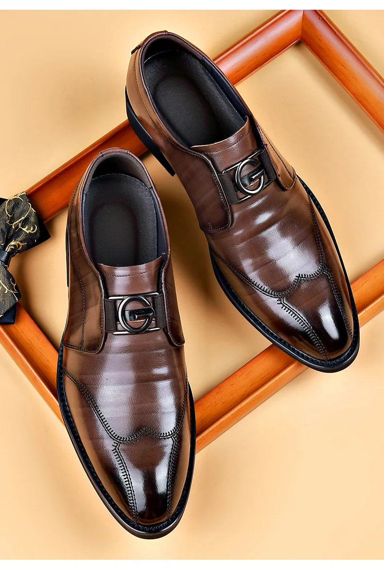 Avelena | Herren Leder Schuhe Stilvolle Herren Schuhe Spitz Oxford Hochzeit Leder Herren Dress Schuhe Gentleman Büro Mann Schuh