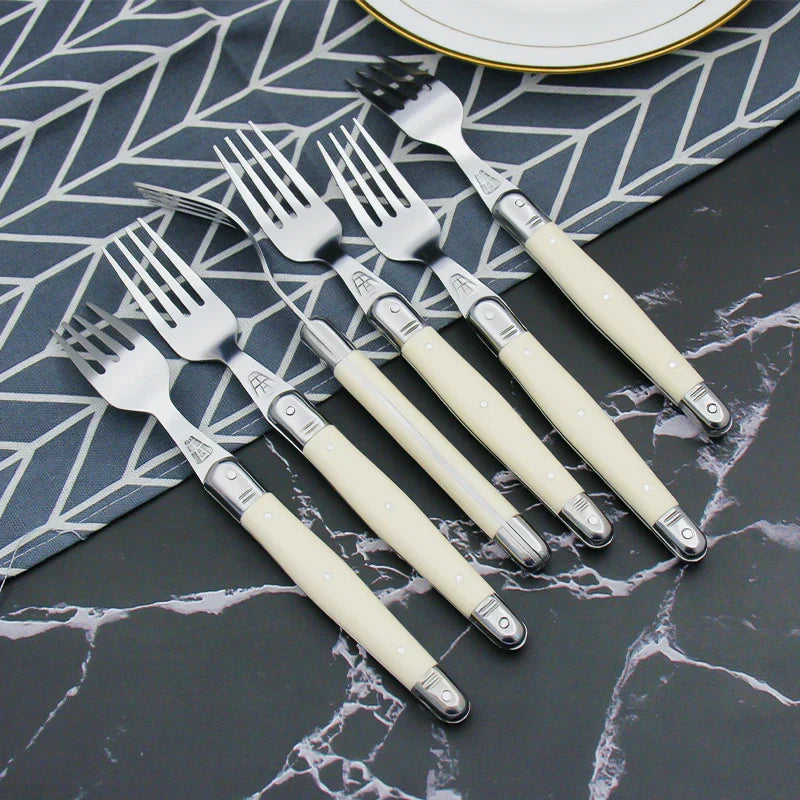 Avelena | Elfenbeinfarbenes Laguiole-Besteckset