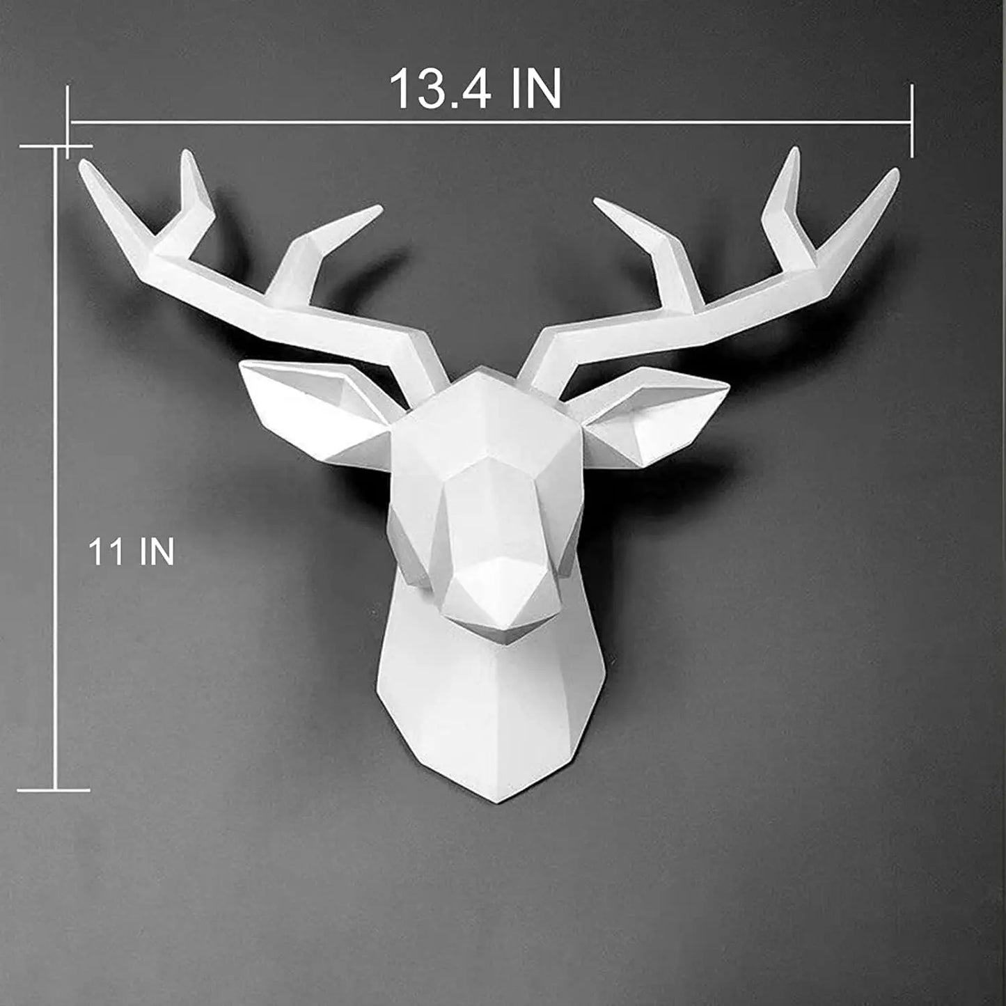Avelena | 3D-Hirschkopf-Skulptur, geometrisches Kunstharz, Tier-Hirschkopf-Wanddekoration, moderne Heimdekoration, luxuriöse dekorative Wanddekoration