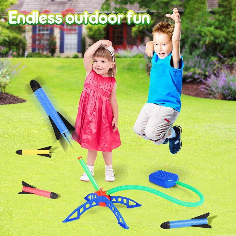 Avelena | AEROKICK Raketenwerfer | 6 Schaumstoffraketen | Kinderbetriebener Spielspaß | Für Garten & Park