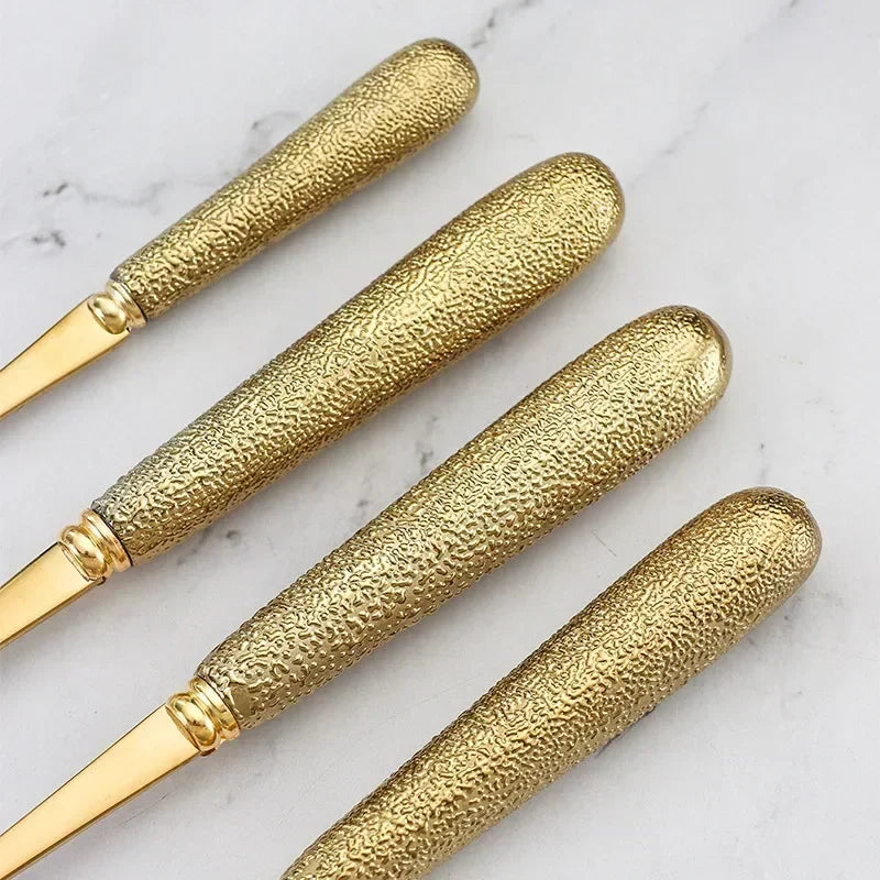 Avelena | Luxuriöses Besteckset – Edelstahl – Silber/Gold – Messer, Gabeln, Löffel, Teelöffel