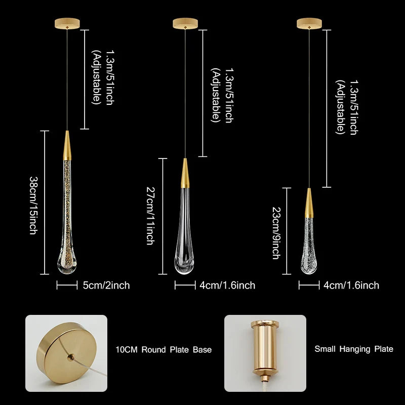 Avelena | Kristall LED Pendelleuchten: Perfekt für Schlafzimmer, Esszimmer, Bar - Wassertropfen-Kronleuchter, Treppenlampe für die Innenraumdekoration