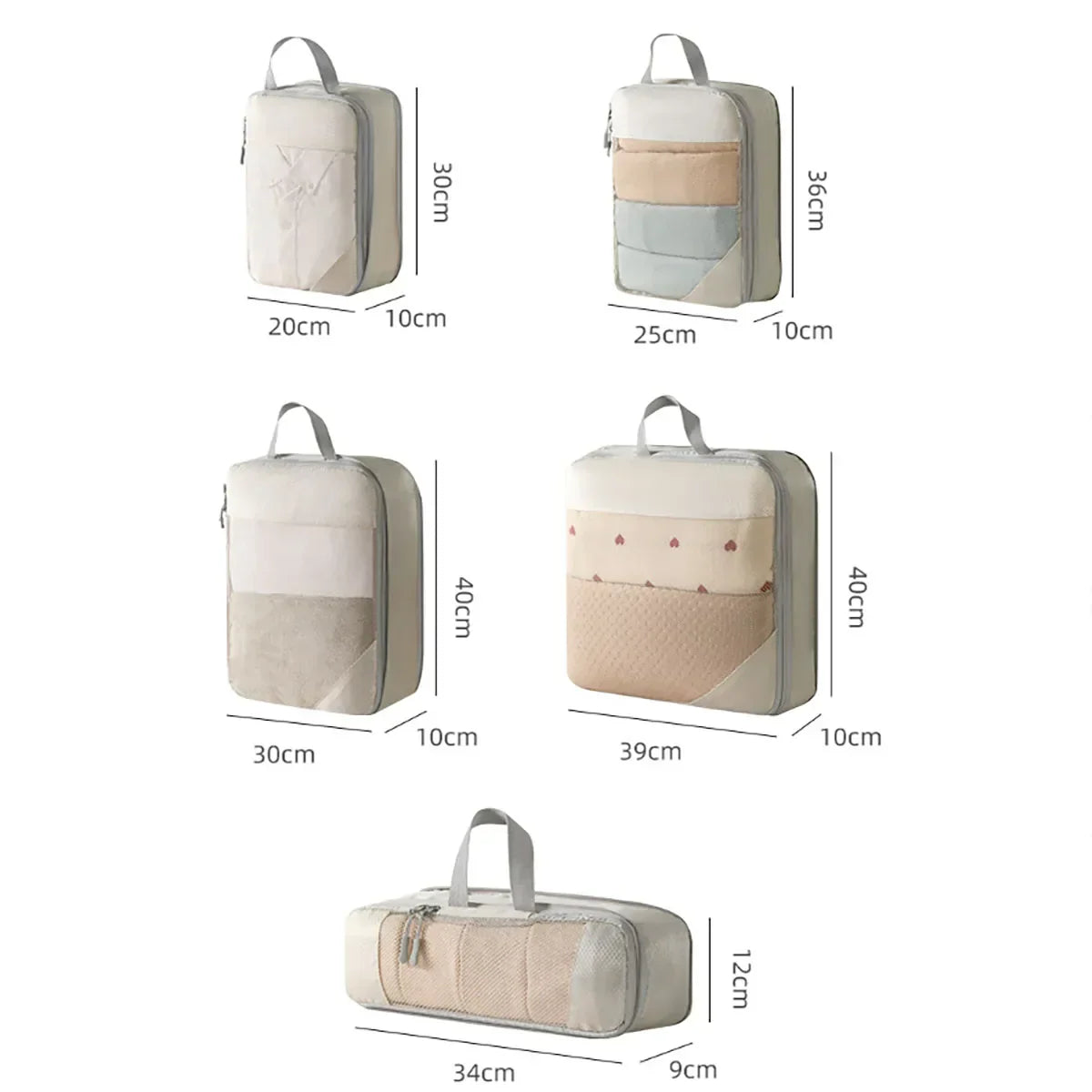 Avelena | ZipSpace Organizer Set | Komprimierbar & Wasserabweisend | 5-teilig | Mit Mesh-Fenster