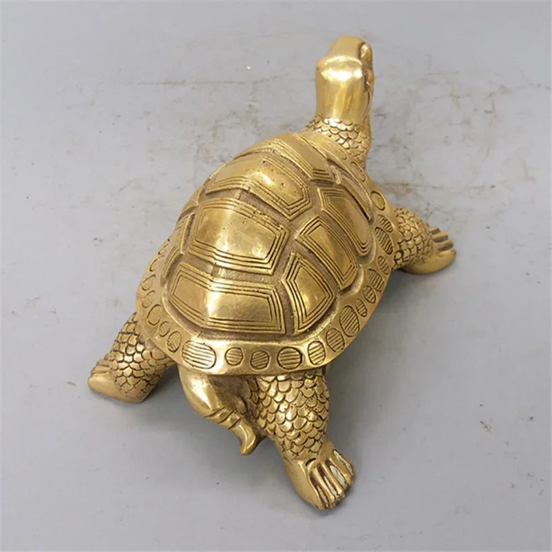 Avelena | Brass Feng Shui Schildkröte Statue Glückliches Tier Skulptur für Langlebigkeit Haus Büro Dekoration Figürchen Geschenk Studienornament