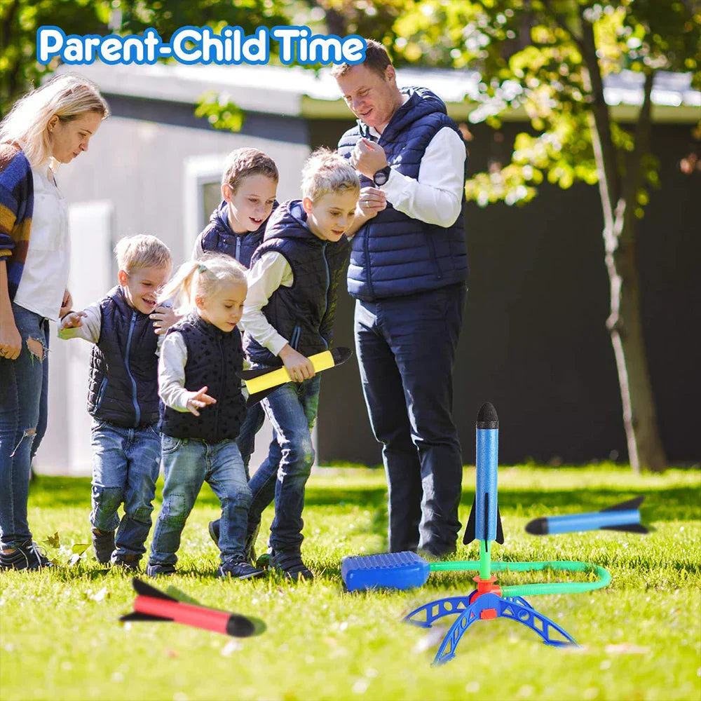 Avelena | AEROKICK Raketenwerfer | 6 Schaumstoffraketen | Kinderbetriebener Spielspaß | Für Garten & Park