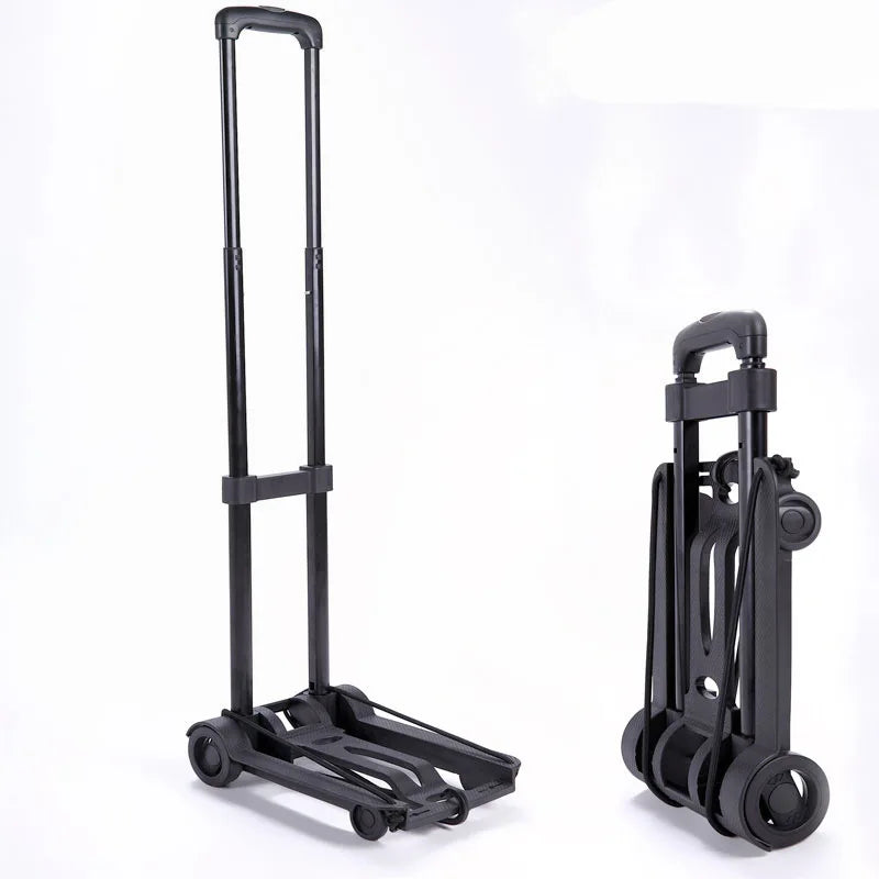 Avelena | Zusammenklappbarer tragbarer Handwagen mit 2 oder 4 Rädern verstellbarem Zugstab – CarryFlex