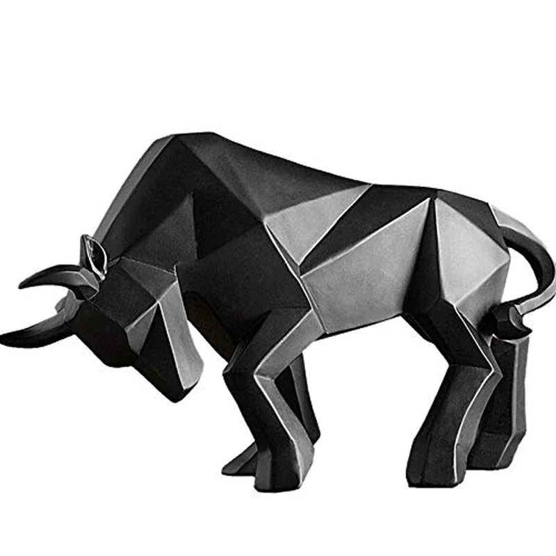 Avelena | YuryFvna Morden Geometrische Stier-Statue, Ornament, Café, Rinderskulpturen, Tierfiguren, abstrakte Hotel-Heimdekoration
