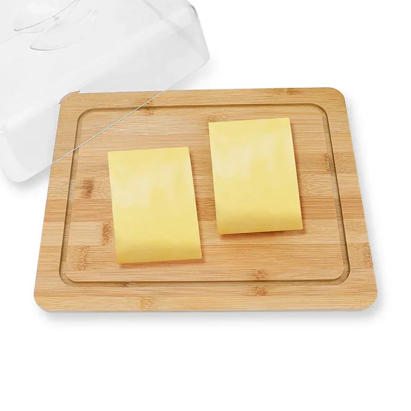 Avelena | Rechteckige Käse- und Butterdose mit Bambusbrett