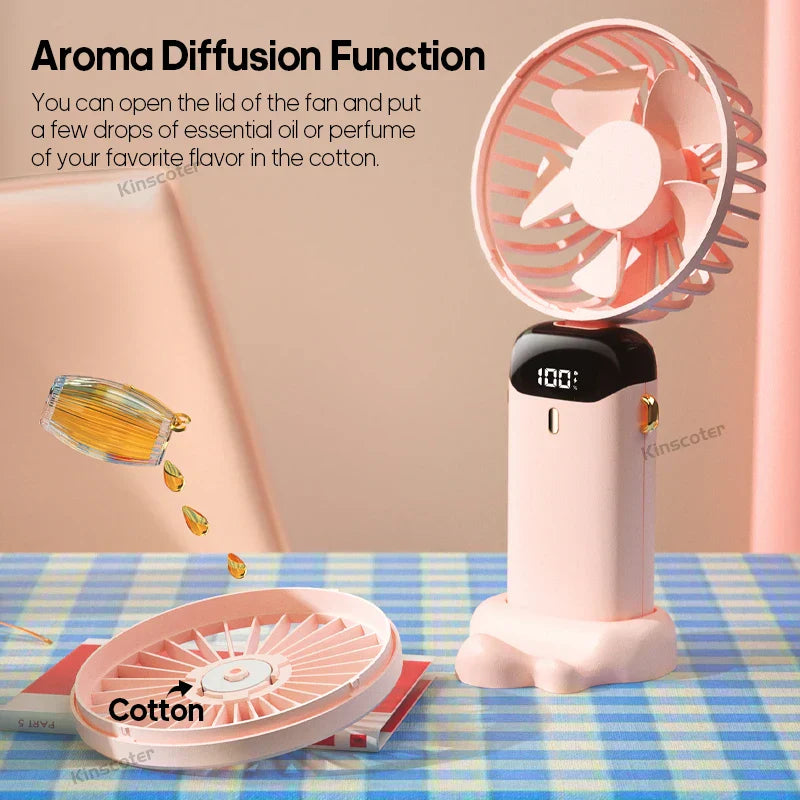 Avelena | Airlio BreezeFlex | Mini-Ventilator 3-in-1 | Powerbank & LED-Display | 5 Windstufen | Tragbar & Verstellbar