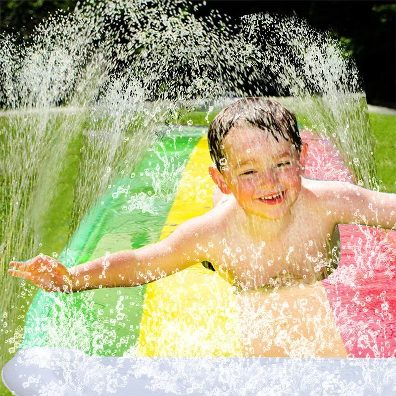 Avelena | SplashGlide Wasserrutsche | Mit Sprinkler & Rutschboards | Aufblasbar | Für Garten & Sommer