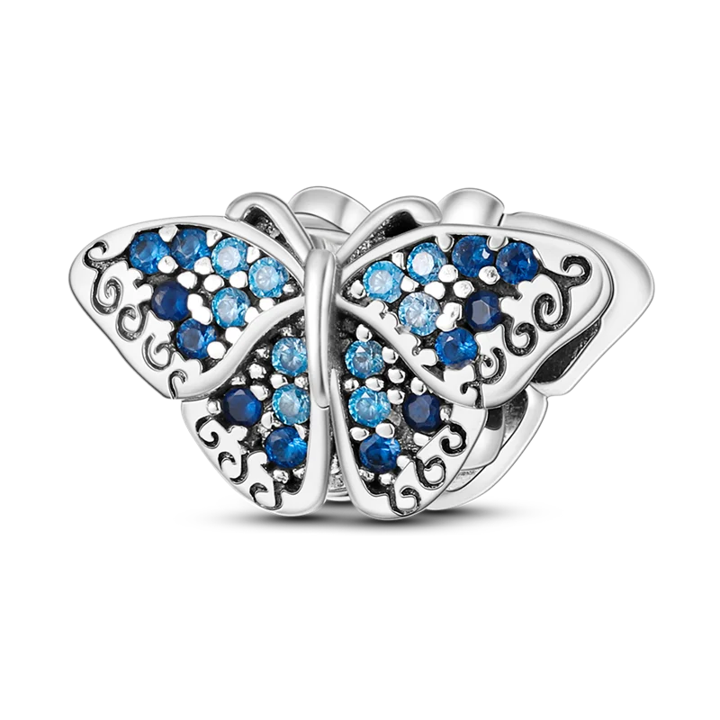 Avelena | 925 Silber Goldener Leopard Charms Perlen Bunte Chamäleon Nashorn Löwe Skarabäus Katze Anhänger Passend für Original Pandora Armband Schmuck