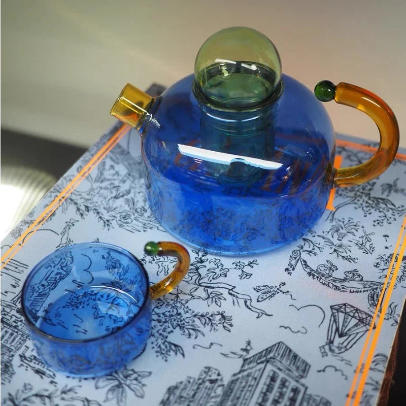 Avelena | Vintage Bunte Glas Teekanne