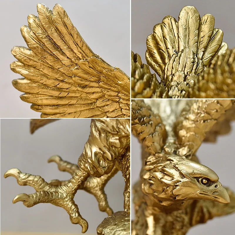 Avelena | Resin Goldener Adler Statue Kunst Tier Modell Sammlung Ornament Zuhause Büro Schreibtisch Feng Shui Dekor Figuren einfach