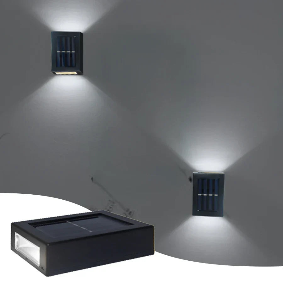 Avelena | Wasserdichte LED Solar Wandleuchte: Auf- und Abstrahlung für Balkon, Garten, Straße und Landschaft