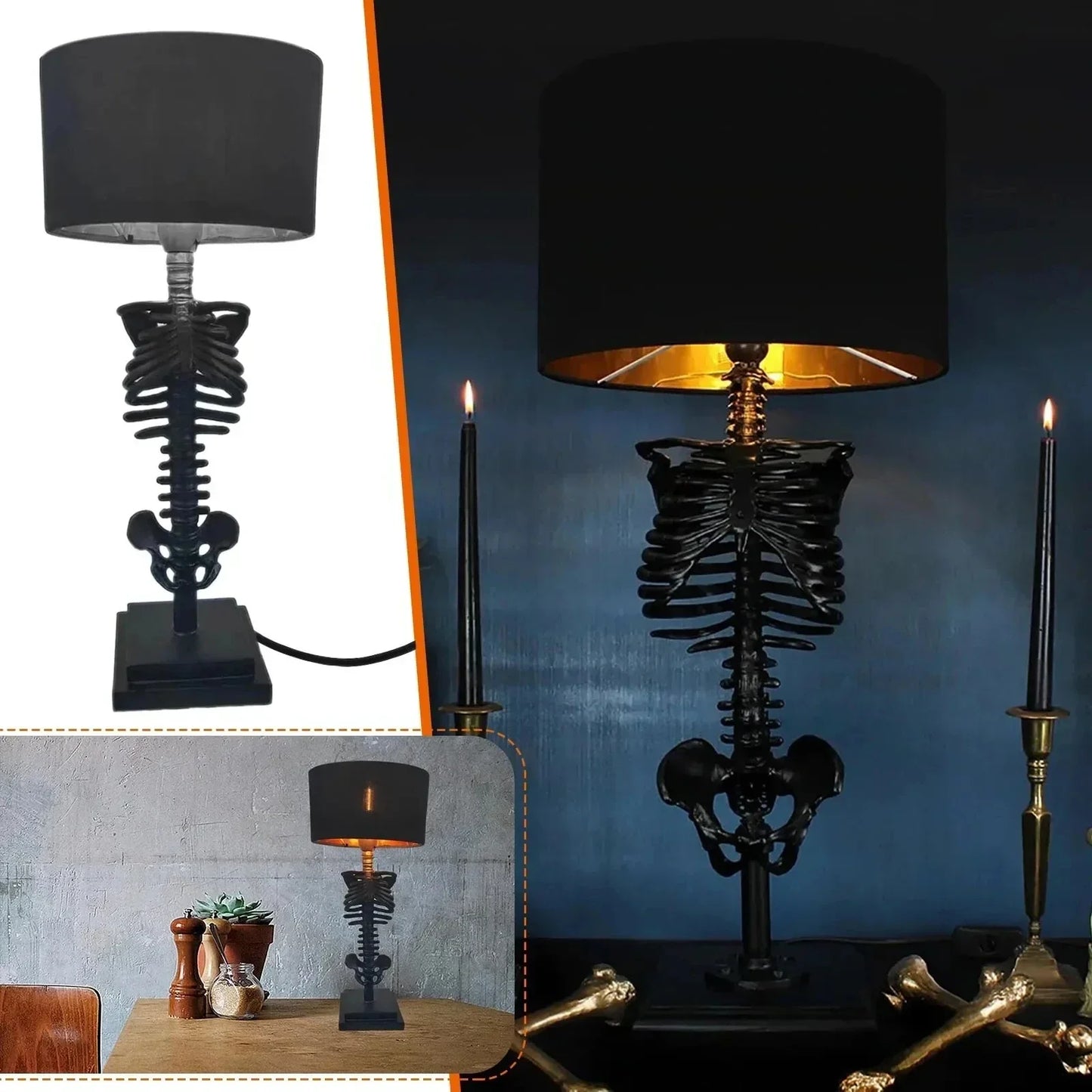 Avelena | Schädel Tisch Lampe Skelett Horror 3D Statue Kreative Party Ornament Prop Halloween Dekoration Atmosphäre Lampe Nachtlicht