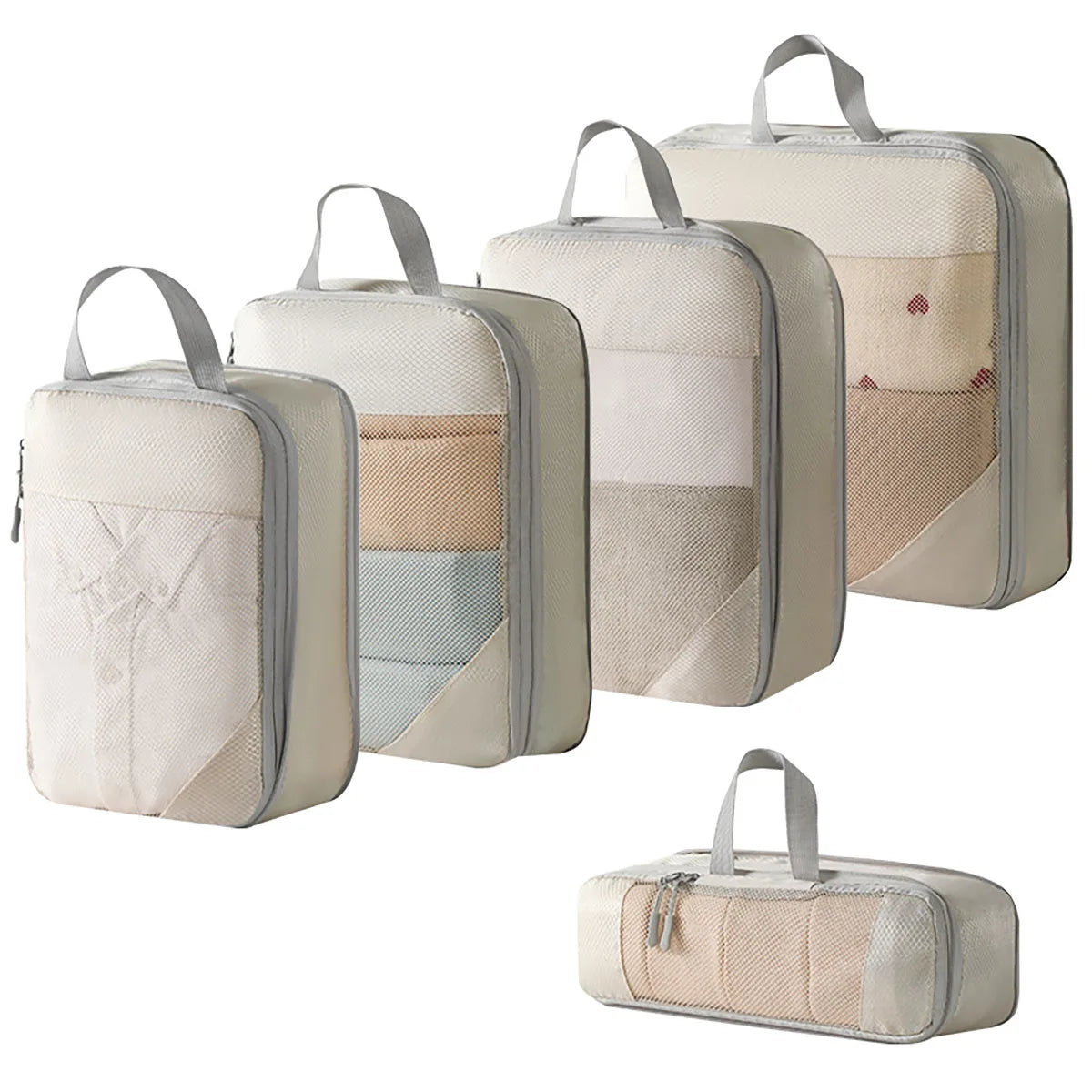 Avelena | ZipSpace Organizer Set | Komprimierbar & Wasserabweisend | 5-teilig | Mit Mesh-Fenster