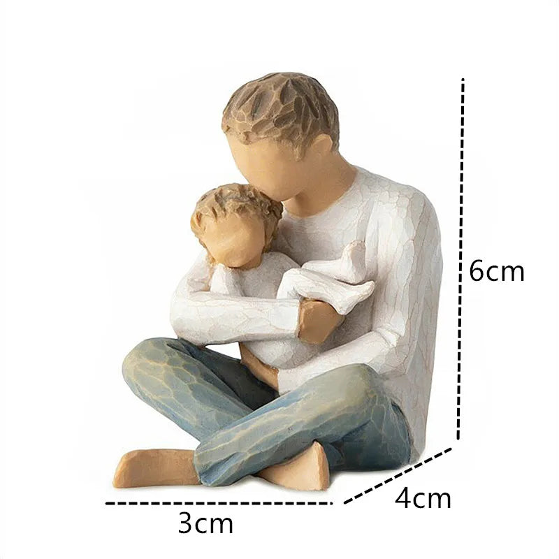 Avelena | Statuette aus Kunstharz, Menschen, Familienfiguren, Skulptur, Figuren für Heimdekoration, Tischdekoration, Wohnzimmer, Engel, Umarmung, Hund, Vater, Kind