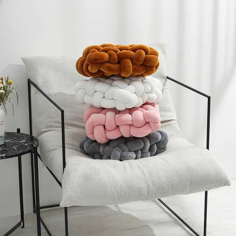 Avelena | Wohnzimmer Weicher Plüsch Knoten Kissen Sofa Kissen Einfarbig Quadratisch Handgewebtes Zuhause Wurfkissen Quadratisches Gewebtes Sitzkissen Kissen