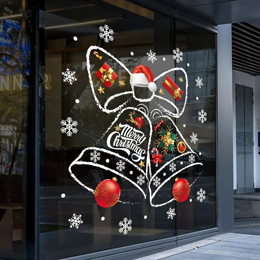 Avelena | WinterBell Weihnachtsfensteraufkleber – Wiederverwendbare PVC-Fensterdekoration mit festlichem Glockendesign