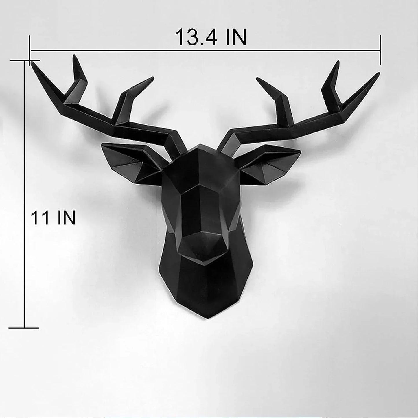 Avelena | 3D-Hirschkopf-Skulptur, geometrisches Kunstharz, Tier-Hirschkopf-Wanddekoration, moderne Heimdekoration, luxuriöse dekorative Wanddekoration