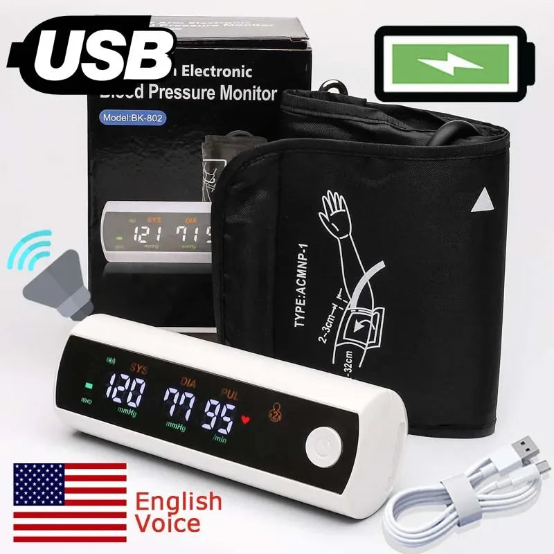 Avelena | Wiederaufladbares LCD-Armband-Blutdruckmessgerät mit Sprachfunktion – VitalScan