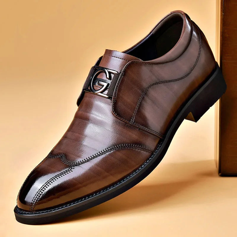 Avelena | Herren Leder Schuhe Stilvolle Herren Schuhe Spitz Oxford Hochzeit Leder Herren Dress Schuhe Gentleman Büro Mann Schuh