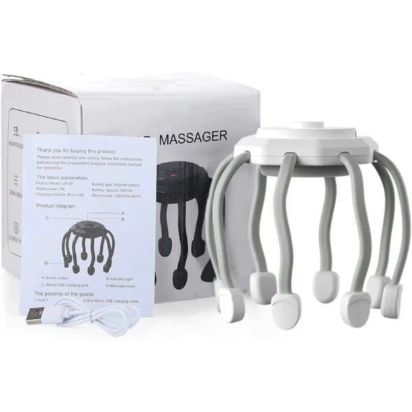 Avelena | Elektrischer Oktopus Kopf-Massager - Beste Kopf-Massagemaschine mit Vibrations-Therapie