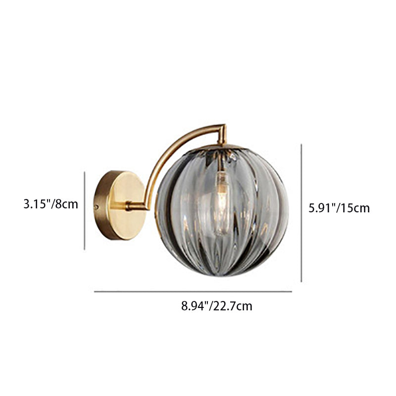 Avelena | Zeitgenössische skandinavische runde Kugel Eisen Glas 1-Licht Wandlampe für Wohnzimmer